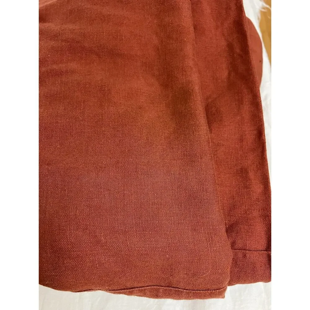 POTTERY BARN 100% FLAX LINEN DUVET COVER Twin Rust RED BERRY
